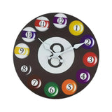 Maxbell Wall Clock Billiards Theme Silent Collection Circular for Loft Hotel Bedroom 8 inch