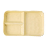 Maxbell Serving Platter Easy to Fill Practical 3 Compartments Porcelain Dinner Plate rectangle yellow
