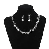 Maxbell 3xBridal Wedding Jewelry Crystal Rhinestone Flower Necklace Earring Set