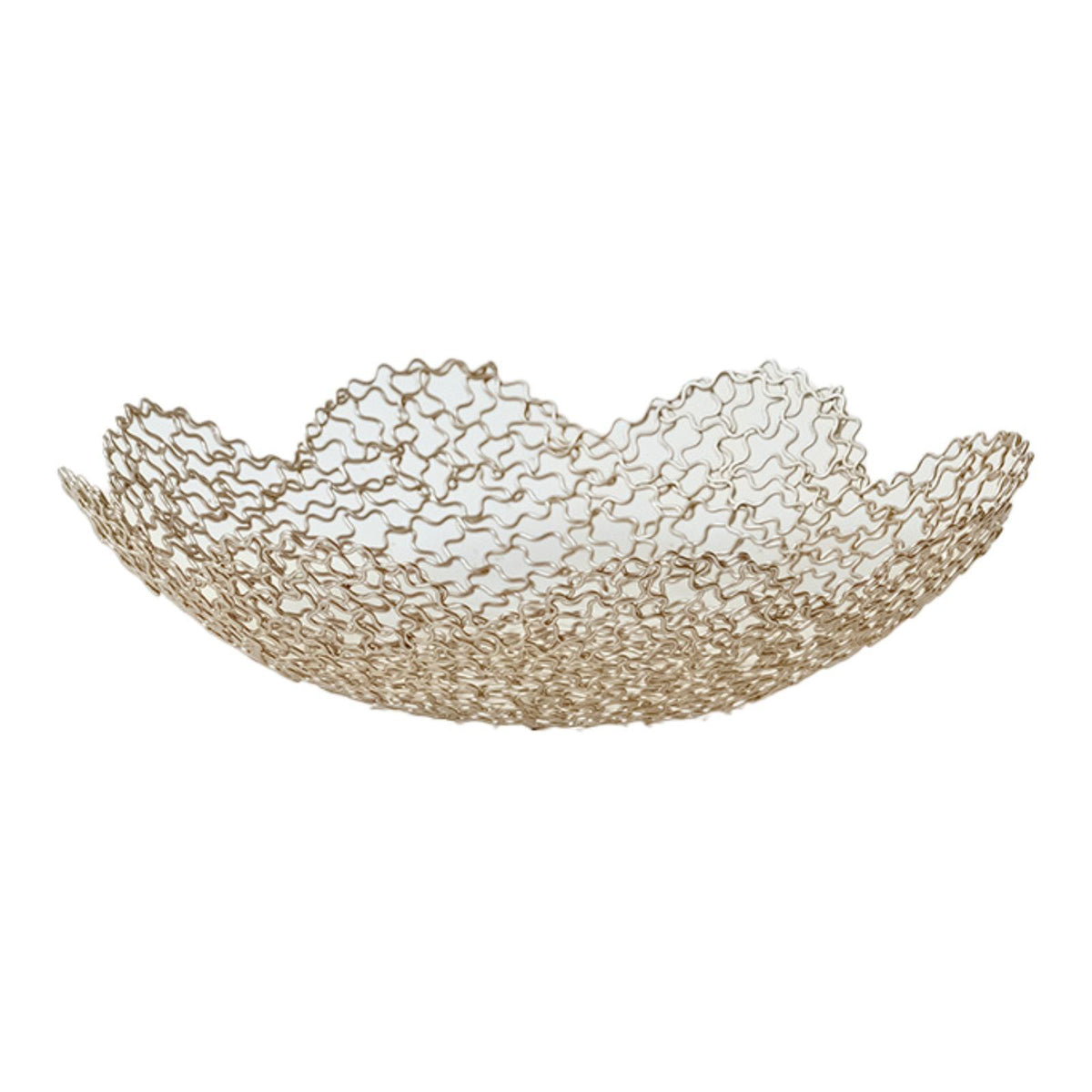 Maxbell Metal Fruit Basket Decorative Flower Shape Hollow Fruit Container Fruit Bowl 26 x 5.5 cm