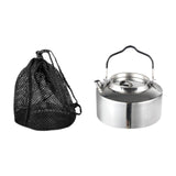 Camping Kettle 1200ml with Carrying Bag Coffee Pot for Camp Picnic Bushcraft Black Handle
