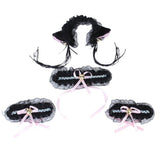 Maxbell 2 Set Fancy Dress Cat Maid Cosplay Set Ears Headband Collar Cuffs Party Costume