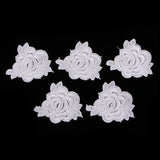 5pcs Elegant Lace Rose Flower DIY Sew Stickers Embroidery Patches Cloth Repair The Hole Stick White Flower - Aladdin Shoppers