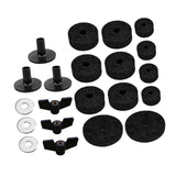 Maxbell 21x Cymbal Replacement Accessories with Wing Nuts Washers for Drum Set Parts Black