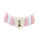 1ST Birthday Highchair Banner with Tassel Holiday Birthday Party Decorations Pink