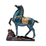 Horse Figurine Sculpture Tabletop Ornament 10x3x10.4inch for Cafe, Bar Decor Blue