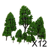 Maxbell 12x12pcs Poplar Trees Model Light Green Leaves 2.5-16cm 1:500-1:50