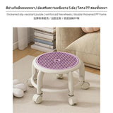 Maxbell 5-Wheel rotating Kids Shower Stool, polypropylene resin Portable Rolling Seat with Anti-Slip Pad, Breathable Design, Multipurpose Small Stool for Bathroom, Home Cleaning, Orange Purple