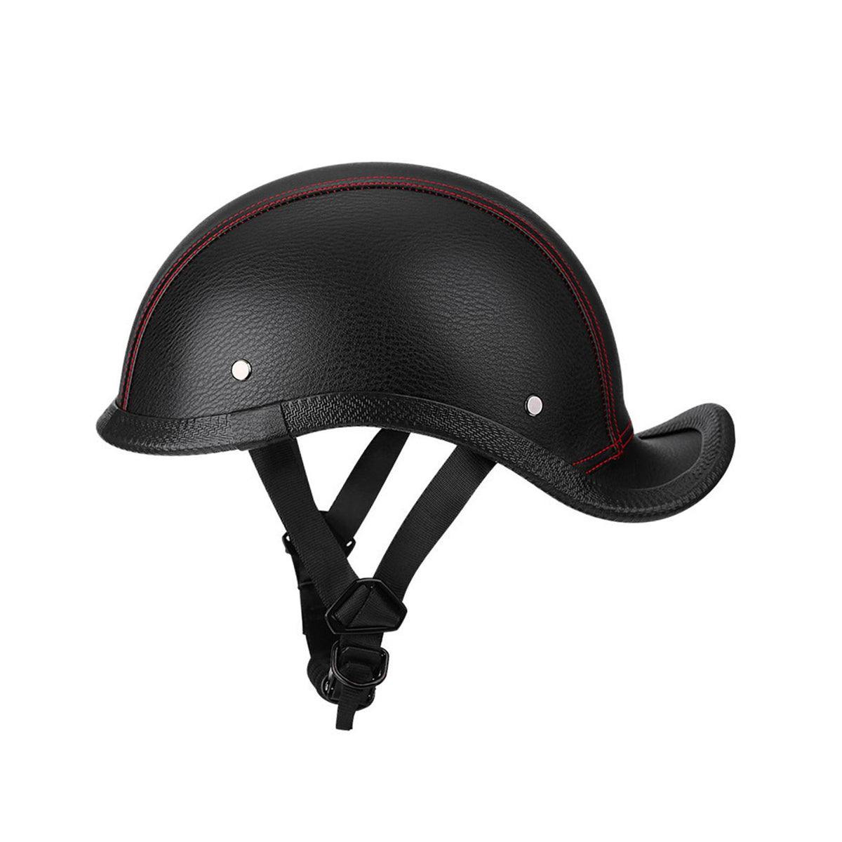 Maxbell Retro Styled Motorcycle Half Helmet Baseball Cap Multipurpose Scooter Helmet Red Line Black