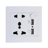 Maxbell Maxbell White 2.1A 2 USB Wall Socket Charger Power Panel Receptacle 5 Outlet Switch