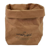 Maxbell 2pcs Washable Kraft Paper Storage Bag for Food, Toys, Flowers White /Brown