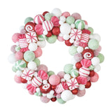 Christmas Ball Wreath Floral Wreath Ornaments for Winter Indoor Outdoor Home Green White