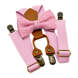 Maxbell Kids Suspender and Bow Tie Tuxedo Suspender for Boys Girls Children Trousers Pink