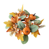 Maxbell Autumn Candle Ring Wreath Lightweight for Indoor Outdoor Tabletop Decoration Orange Pumpkin