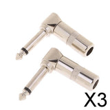 Maxbell 3x2 Pieces Mono Jack to Right Angled 90 Degree 6.35mm Welding Jack Plug