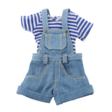7x 1/6 Blue Stripe T-Shirt Jeans Jumpsuit for Blythe Dolls Clothes Accessories
