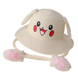 Maxbell Kids Sun Hat Cute Rabbit Hat Breathable Summer Beach Cap Children Bucket Cap Beige