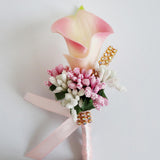 Maxbell 3x Calla Berry Rhinestone Groom Bridal Wedding Corsage