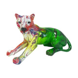 Maxbell Leopard Statue Artwork Color Graffiti Sculpture for Farmhouse Indoor Desktop Green