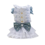 Maxbell Maxbell Dog Wedding Dress Denim Lace Stitch Dress Clothes Bownot Princess Skirt M