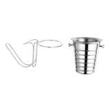 Maxbell Desktop Ice Bucket Stand Champagne Bucket Holder for Picnic Cocktail Parties Silver