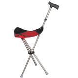 Maxbell Cane with Seat Walking Rest Portable Travel Lightweight for Sitting Foldable Red