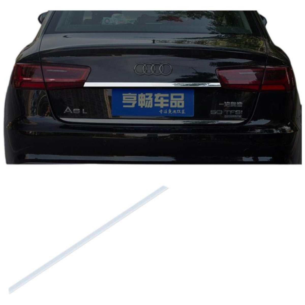 Front Decorative Strip, Fog Light Trim, Protector,, compatible with A6L 12-18 Silver Trunk Upper Strip