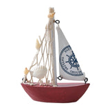 Maxbell Mini Sailboat Model Decoration Art Beach Nautical Design for Bookshelf Table Red