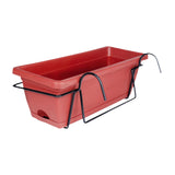 Maxbell Balcony Planter with Tray and Rack Multipurpose Lightweight Plant Pot Holder Red