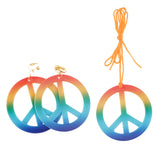 Maxbell Retro Peace Sign Earrings Necklace Jewelry Set 1960's Party Fancy Costumes