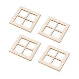Maxbell 4x Tiny Wooden Window Model Mini Window Frame Model for Model Town Accessory