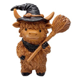 Maxbell Highland Cow Statue Resin Decorative Ornament for Home Bookshelf Living Room Brown