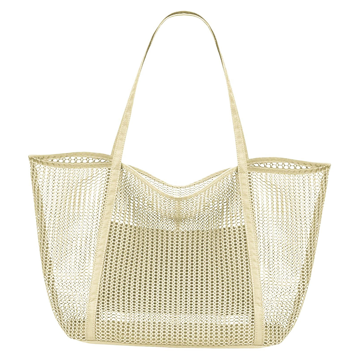 Maxbell Mesh Beach Tote Bag Large Capacity Storage Bag for Shopping Vacation Camping White
