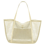 Maxbell Mesh Beach Tote Bag Large Capacity Storage Bag for Shopping Vacation Camping White
