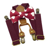 Maxbell Kids Suspender and Bow Tie Tuxedo Suspender for Boys Girls Children Trousers Dark Red