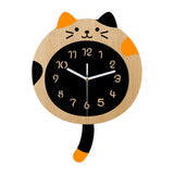 Maxbell Animal Wall Clock with Tail Decorative Clock for Kitchen Classroom Kids Room Wood Grain