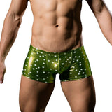 Maxbell Men's Sexy Star Wet Look Boxer Briefs Underwear Green M - Aladdin Shoppers