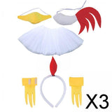 Maxbell 3xChicken Animal Costume Cute Easter Chicken Head Hoop Set for Holiday Cosplay 6 piece