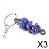 Maxbell 3xUniversal Metal Motorcycle Shock Absorber Shape Key Chain Ring - Purple+Blue