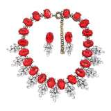 Maxbell Necklace Earrings Set Classic Fashion Bib Necklace for Anniversary Dance Mom Red