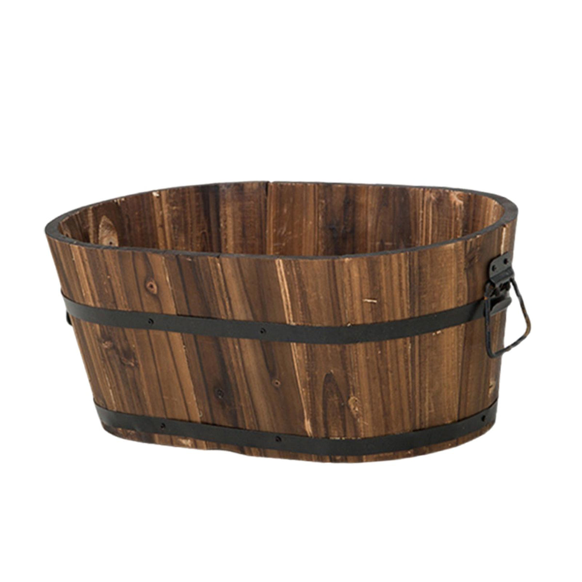 Maxbell Wooden Flower Pot Barrel Planter Versatile Rustic for Patio Windowsill Kitchen Small