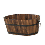 Maxbell Wooden Flower Pot Barrel Planter Versatile Rustic for Patio Windowsill Kitchen Small