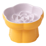 Maxbell Slow Feeder Slow Eating Cute Ceramic for Small Dogs Kitten Elevated Cat Bowl Purple Yellow