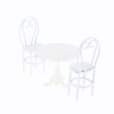 1:12 Miniature White Metal Dining Table and 2 Chairs Dollhouse Model Toy Set - Aladdin Shoppers