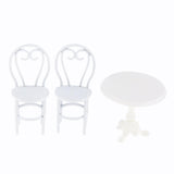 1:12 Miniature White Metal Dining Table and 2 Chairs Dollhouse Model Toy Set - Aladdin Shoppers