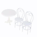 1:12 Miniature White Metal Dining Table and 2 Chairs Dollhouse Model Toy Set - Aladdin Shoppers