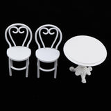 1:12 Miniature White Metal Dining Table and 2 Chairs Dollhouse Model Toy Set - Aladdin Shoppers