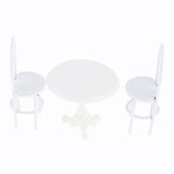 1:12 Miniature White Metal Dining Table and 2 Chairs Dollhouse Model Toy Set - Aladdin Shoppers