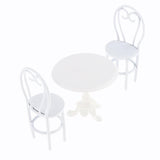 1:12 Miniature White Metal Dining Table and 2 Chairs Dollhouse Model Toy Set - Aladdin Shoppers
