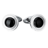 1 Pair Fashion Men's French Cuff Links Black Agate Round Copper Cufflinks - Aladdin Shoppers